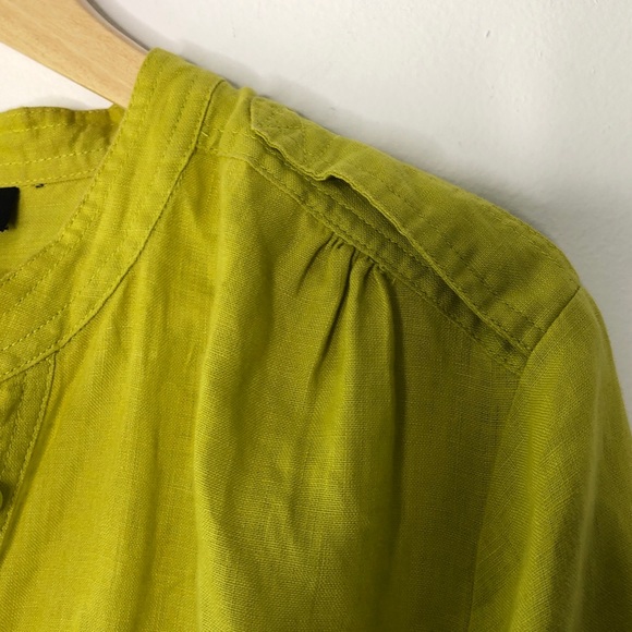 Grace Elements Lime Green 100% Linen Pullover 1/2 Button Down Shirt Top (2X) - Picture 4 of 9